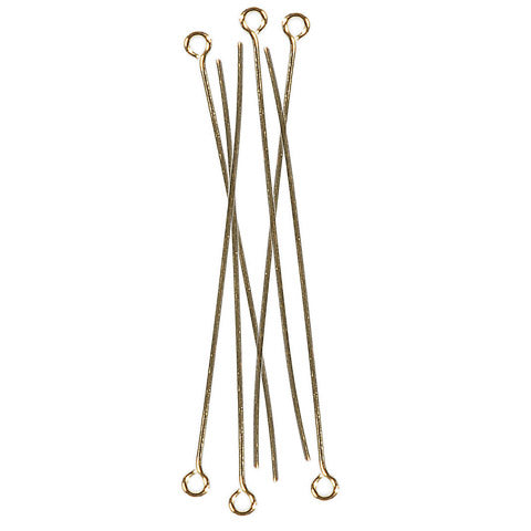  BEADIA 18K Gold Plated Open Eye Pins Non Tarnish 50mm 100pcs  for Jewelry Making Findings : Arts, Crafts & Sewing