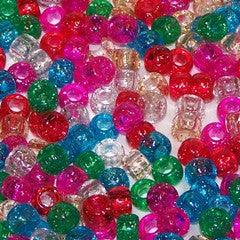 Pony Beads, Barrel "Crow" Beads size 6 x 9mm Sparkle Colors Pkg 1000 - Beadery Products
