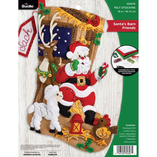 Bucilla ® Seasonal - Felt - Stocking Kits - Santa's Barn Friends - 89307E - Beadery Products