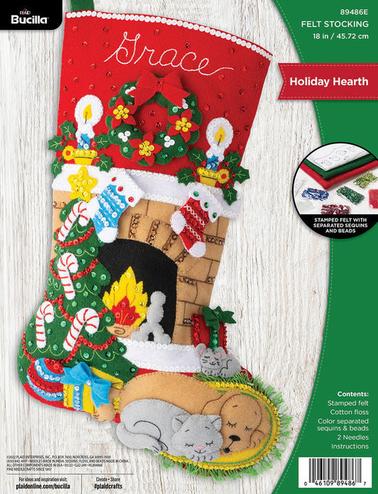 Bucilla ® Seasonal - Felt - Stocking Kits - Holiday Hearth - 89486E - Beadery Products