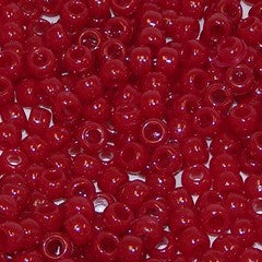 9mm Opaque Red Glass Pony Beads, 100pcs - 112P4D