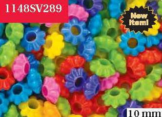 Spacer Beads 10mm LH Flower Ring Value Pack 1/4 Lb Circus Multi 1148SV289 - Beadery Products