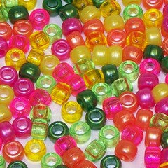 Pony Beads, Barrel "Crow" Beads size 6x9mm Pearl Colors Pkg 1000 - Beadery Products