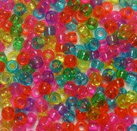 Pony Beads, Barrel "Crow" Beads size 6 x 9mm Transparent Colors Pkg 1000 - Beadery Products