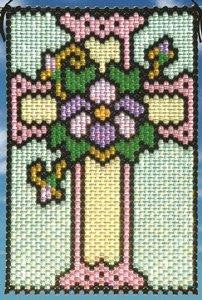 Beaded Banner Kit,  Spring Stained Glass Cross  #7184 - Beadery Products