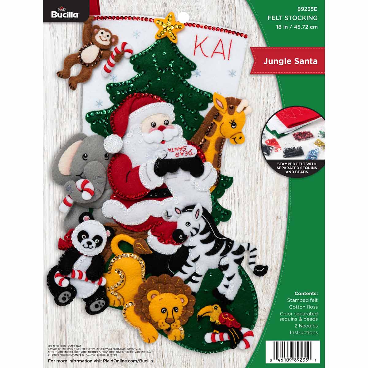 Bucilla ® Seasonal - Felt - Stocking Kits - Jungle Santa - 89235E - Beadery Products