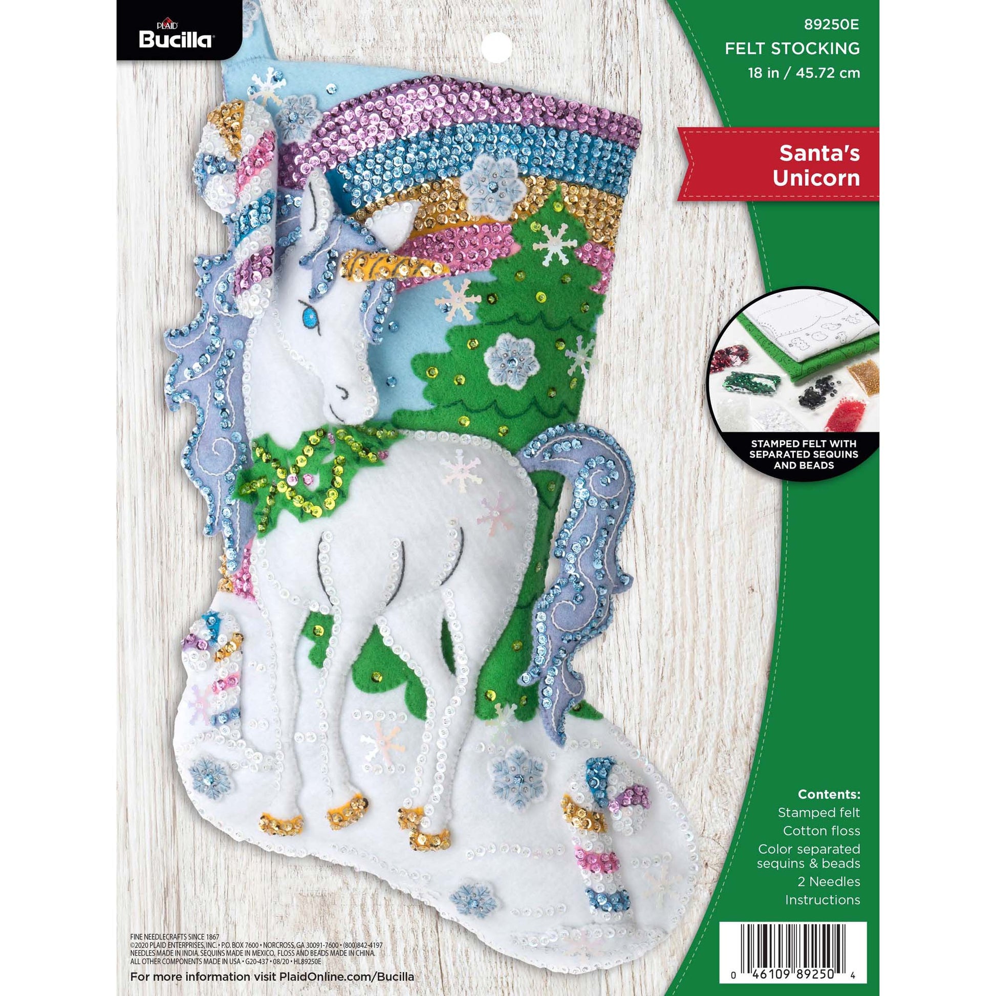 Bucilla ® Seasonal - Felt - Stocking Kits - Santa's Unicorn - 89250E - Beadery Products