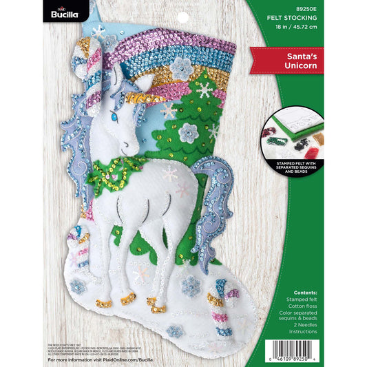 Bucilla ® Seasonal - Felt - Stocking Kits - Santa's Unicorn - 89250E - Beadery Products