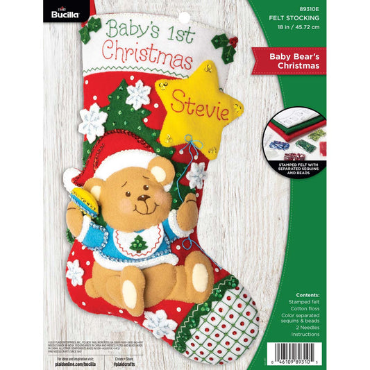 Bucilla ® Seasonal - Felt - Stocking Kits - Baby Bear's Christmas - 89310E - Beadery Products