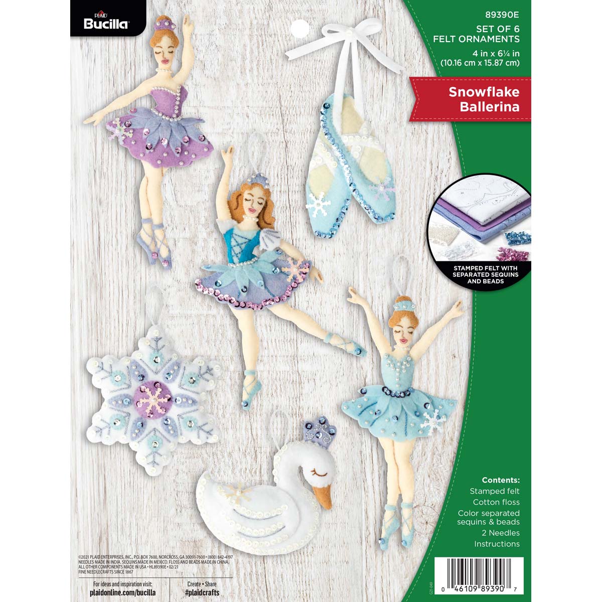 Bucilla ® Seasonal - Felt - Ornament Kits - Snowflake Ballerina - 89390E - Beadery Products