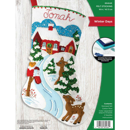 Bucilla ® Seasonal - Felt - Stocking Kits - Winter Days - 89464E - Beadery Products