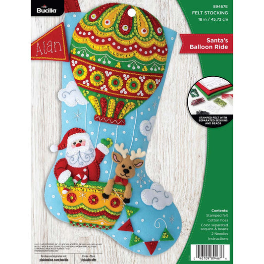 Bucilla ® Seasonal - Felt - Stocking Kits - Santa's Balloon Ride - 89467E - Beadery Products