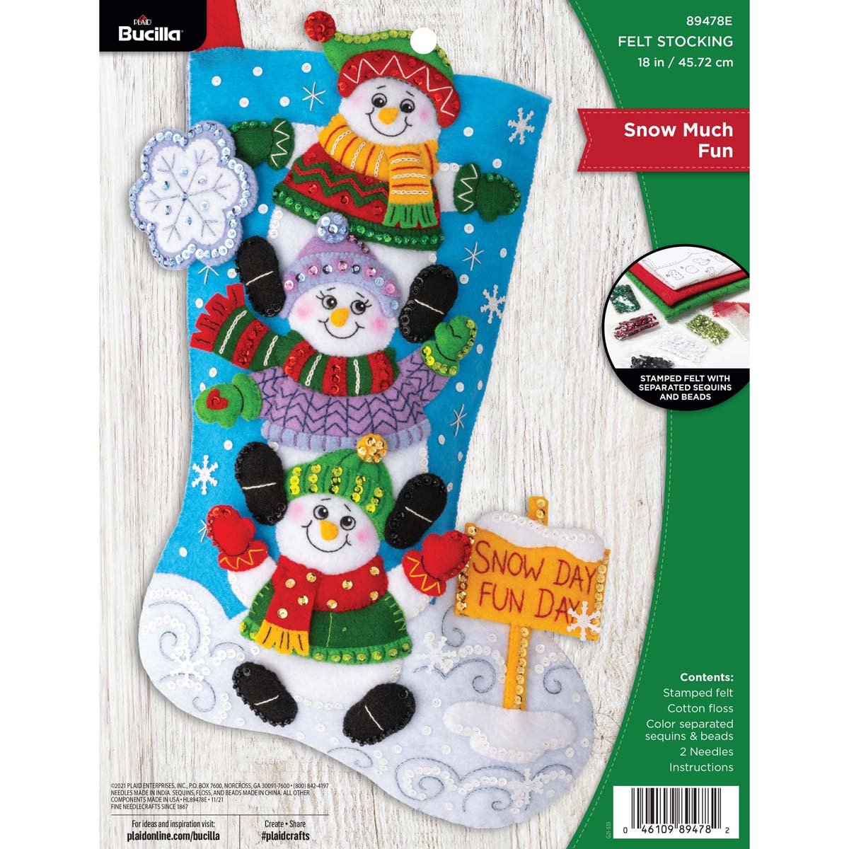 Bucilla ® Seasonal - Felt - Stocking Kits - Snow Much Fun - 89478E - Beadery Products