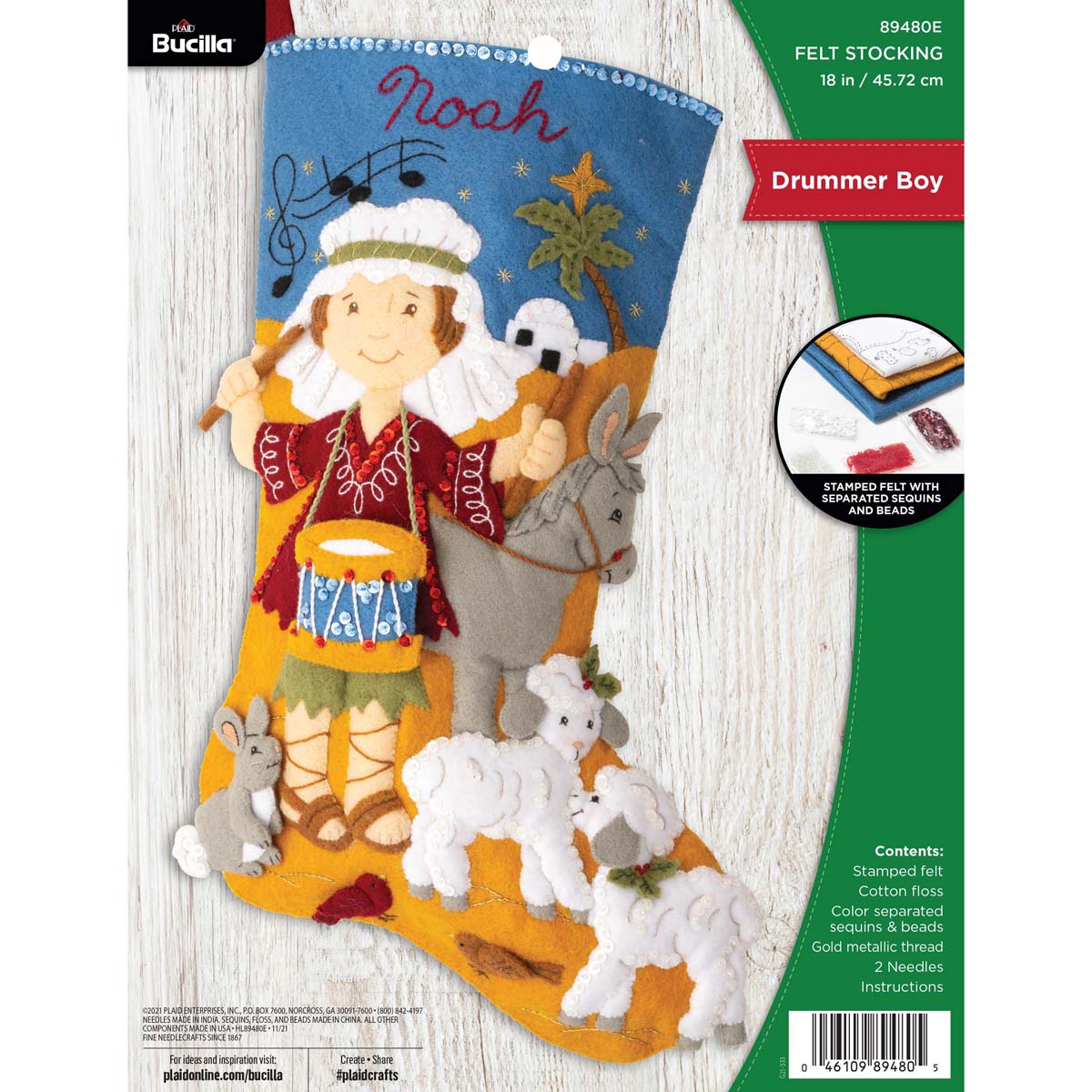 Bucilla ® Seasonal - Felt - Stocking Kits - Drummer Boy - 89480E - Beadery Products