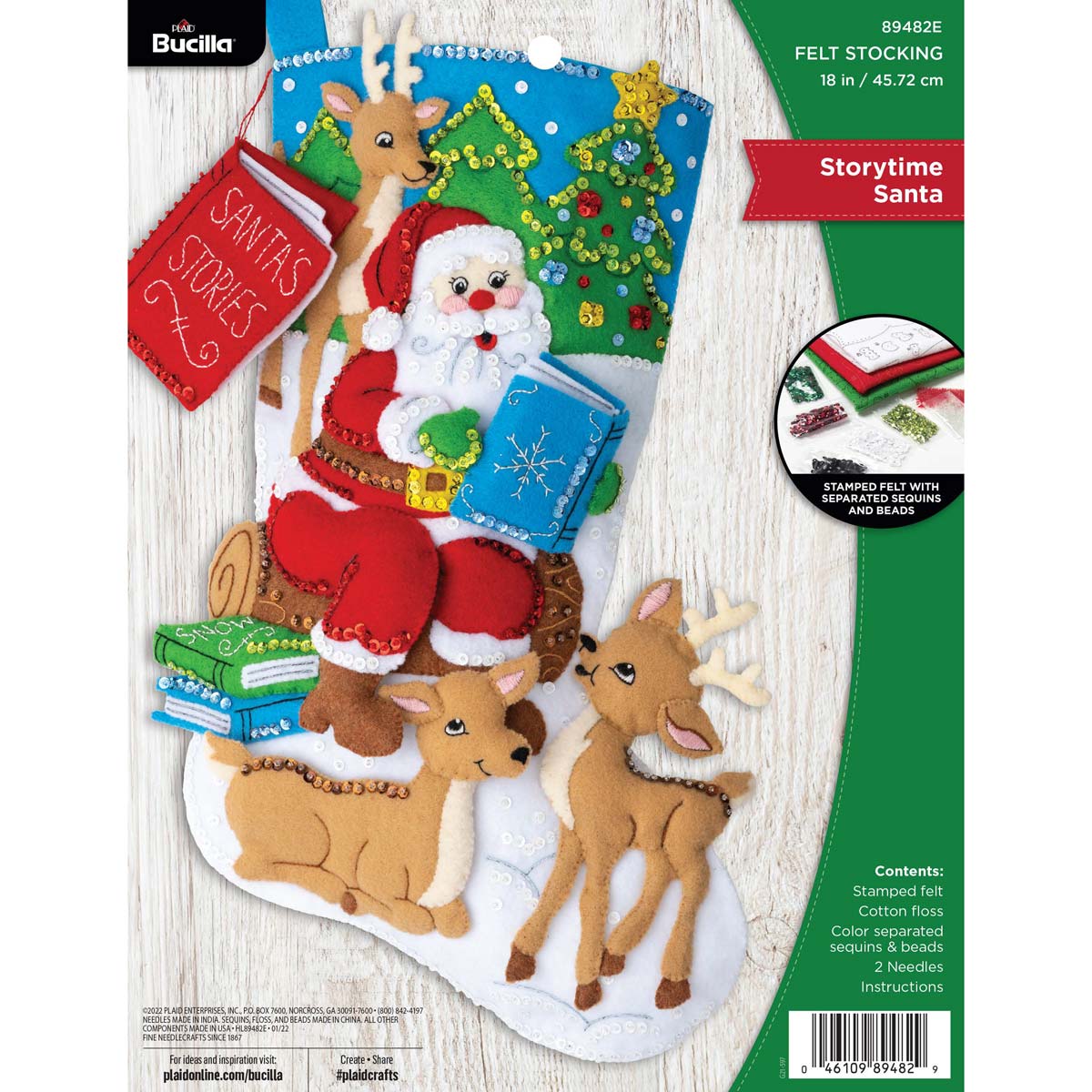 Bucilla ® Seasonal - Felt - Stocking Kits - Story Time Santa - 89482E - Beadery Products