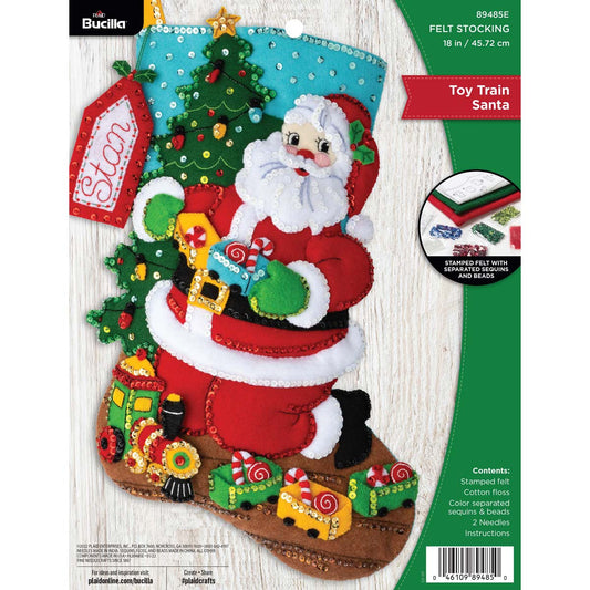 Bucilla ® Seasonal - Felt - Stocking Kits - Toy Train Santa - 89485E - Beadery Products