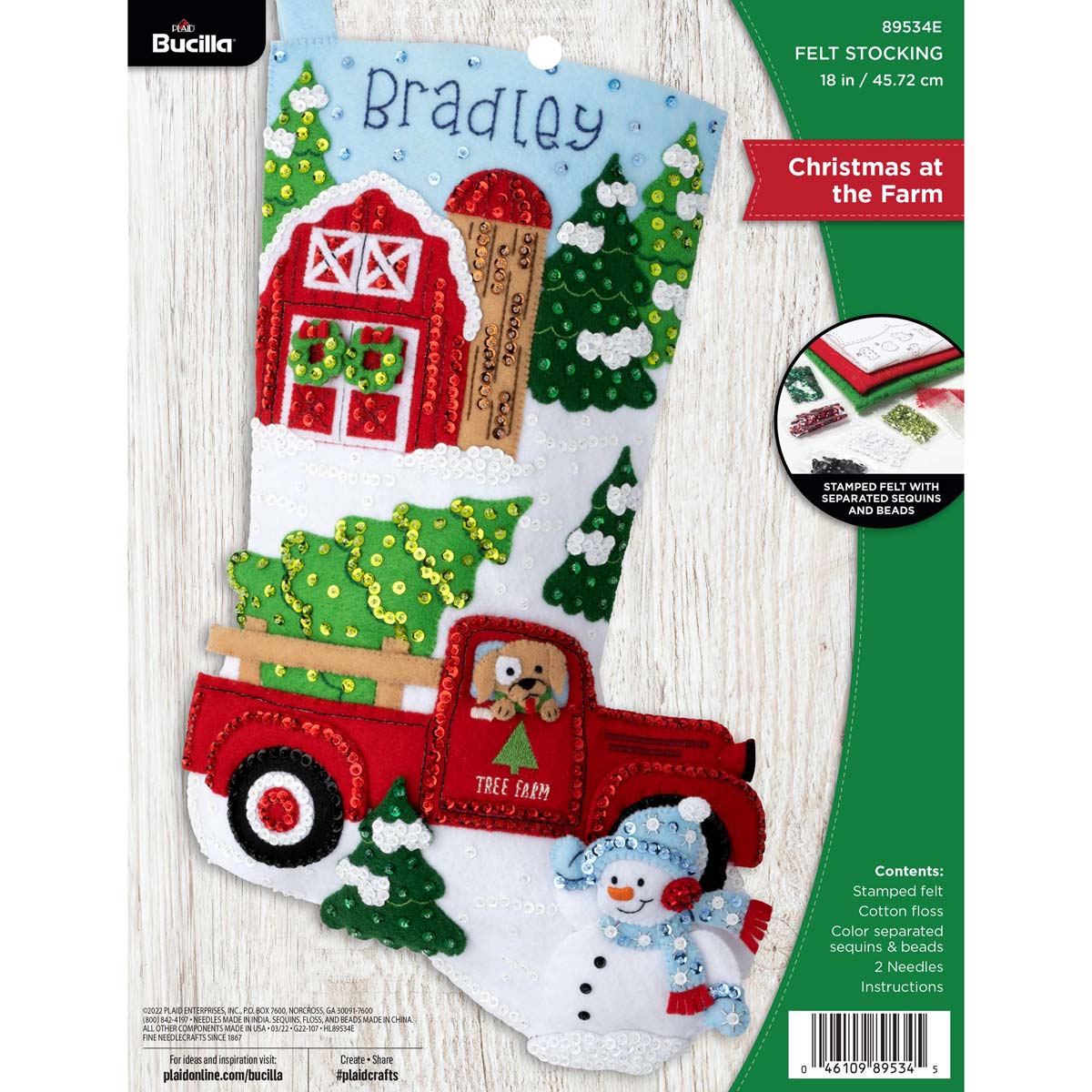 Bucilla ® Seasonal - Felt - Stocking Kits - Christmas at the Farm - 89534E - Beadery Products