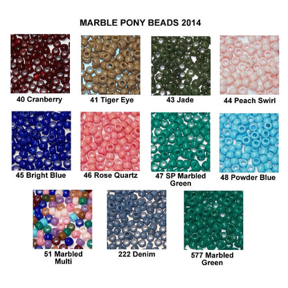 Pony Beads, Barrel "Crow" Beads, Marbled Colors Pkg 1000 - Beadery Products