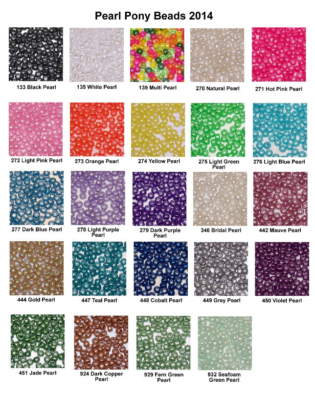 Pony Beads, Barrel "Crow" Beads size 6x9mm Pearl Colors Pkg 1000 - Beadery Products