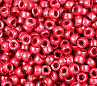 Tomato Red Opaque 9mm Barrel Pony Beads (500pcs)